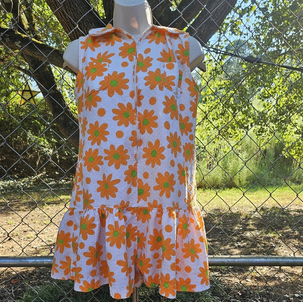 Vintage 60s 70s Primstyle Daisy Romper Skort 14 Retro